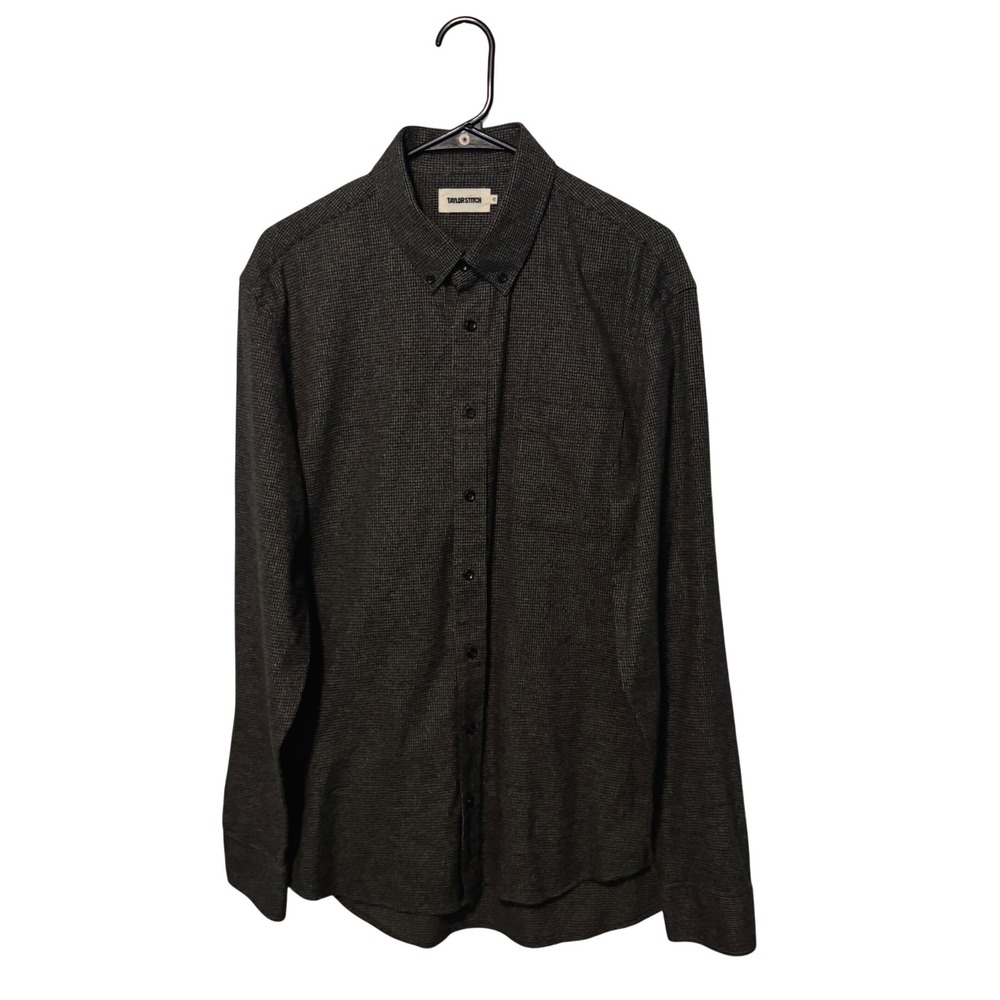 Taylor Stitch The Jack Shirt Mens 42 Large Black Gray Houndstooth Organic Cotton